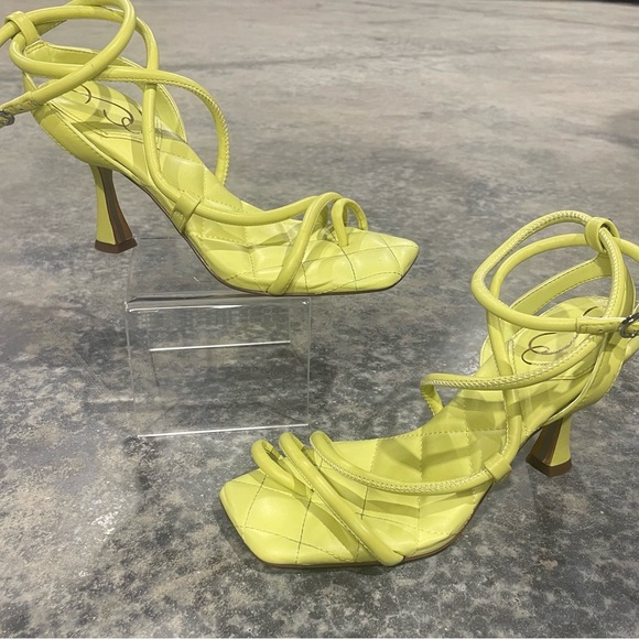 Sam Edelman- SZ 7 Kiwi Leather MAVEN PADDED STRAPPY HEEL - Picture 1 of 10